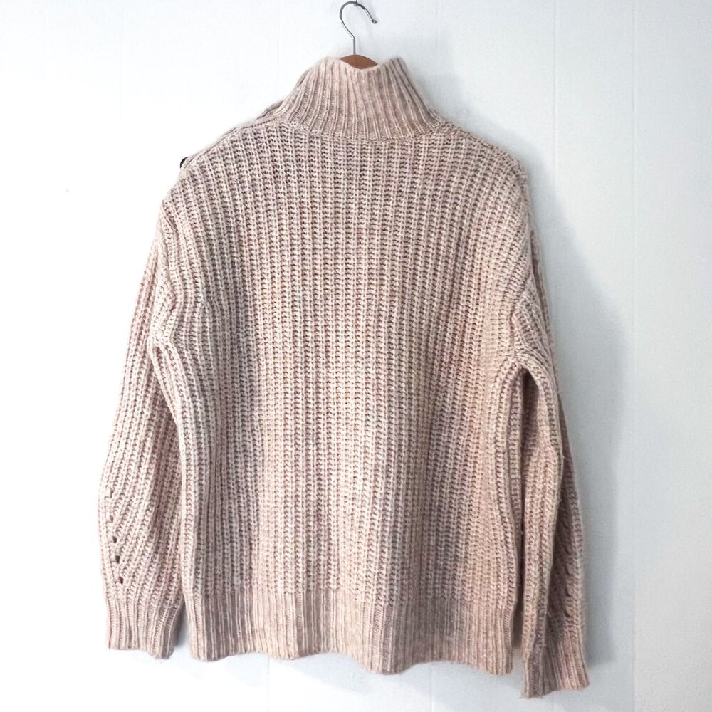 J. Crew Button Shoulder Mockneck Sweater Ivory Rainbow Mauve Supersoft Small - Picture 5 of 10